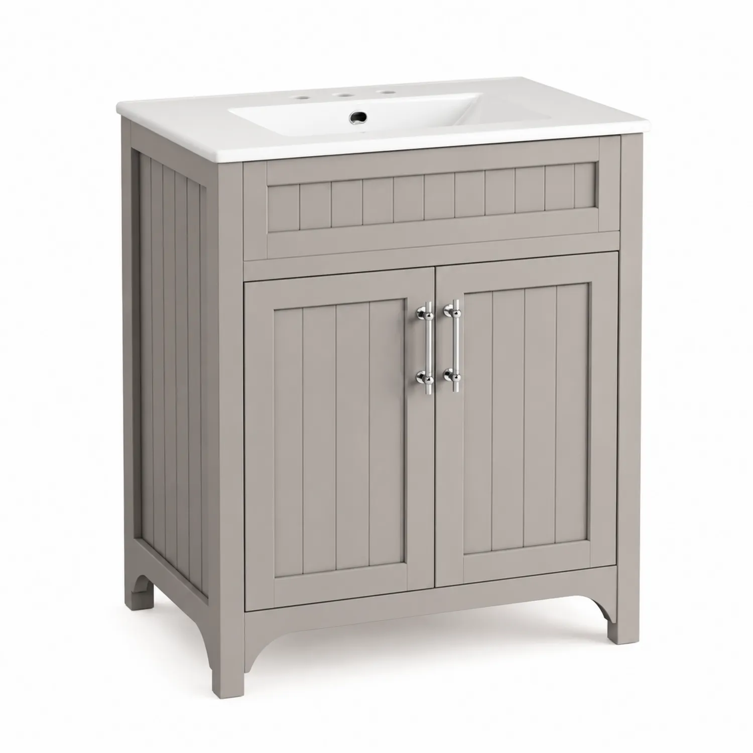 Szafka pod umywalkę z MDF i umywalką z ceramiki szara 60x45x80 cm
