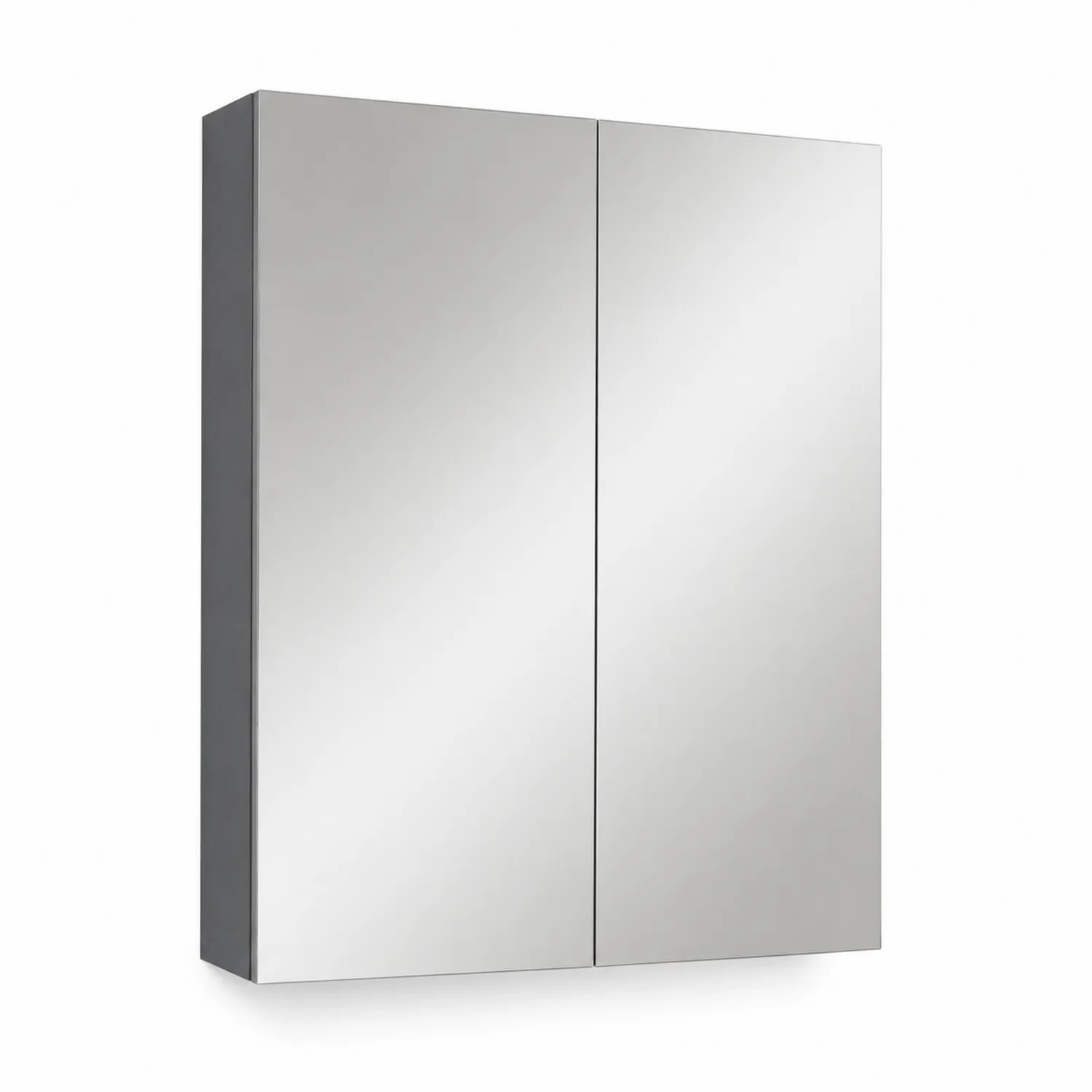 Szafka łazienkowa z lustrem stal nierdzewna 80x60x15 cm Srebrny