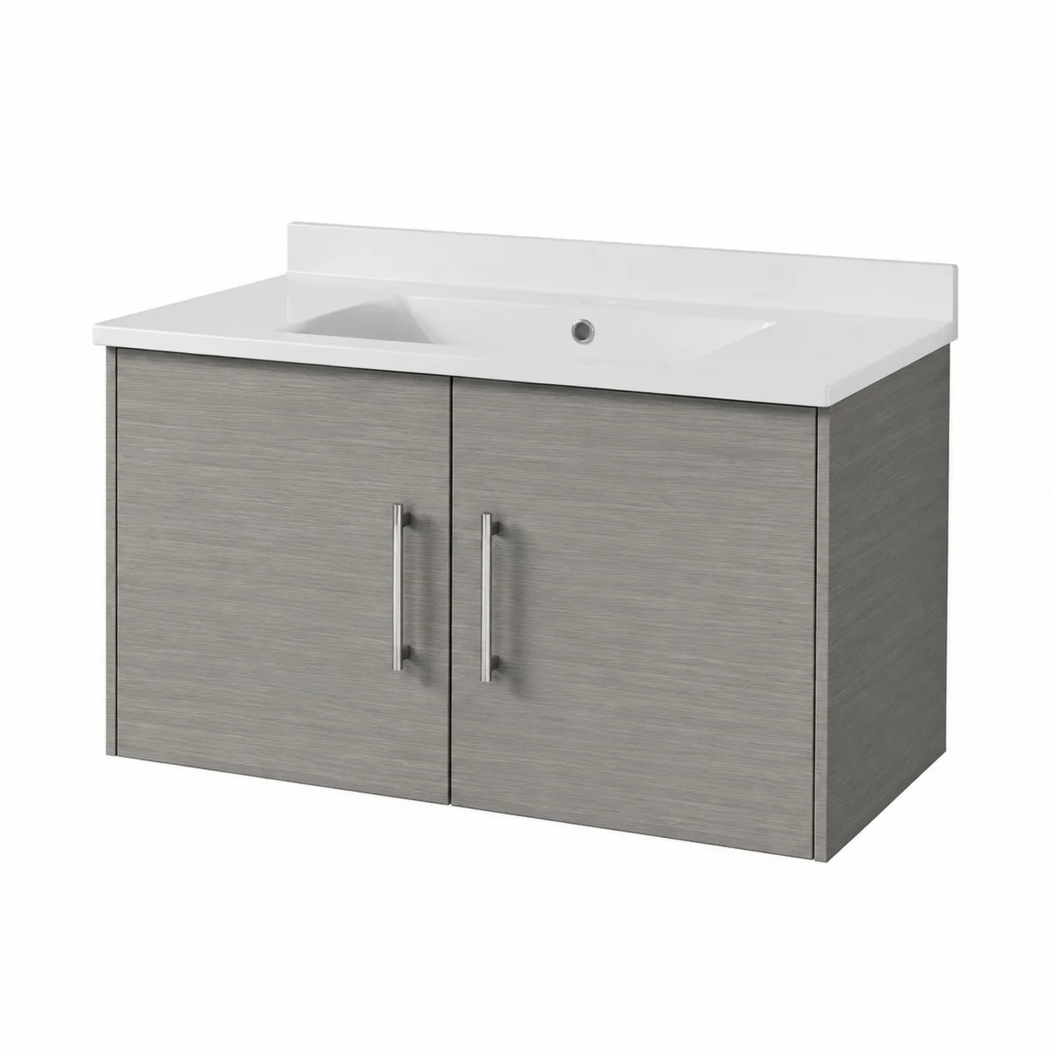 Szara wisząca szafka pod umywalkę z MDF z blatem ceramicznym