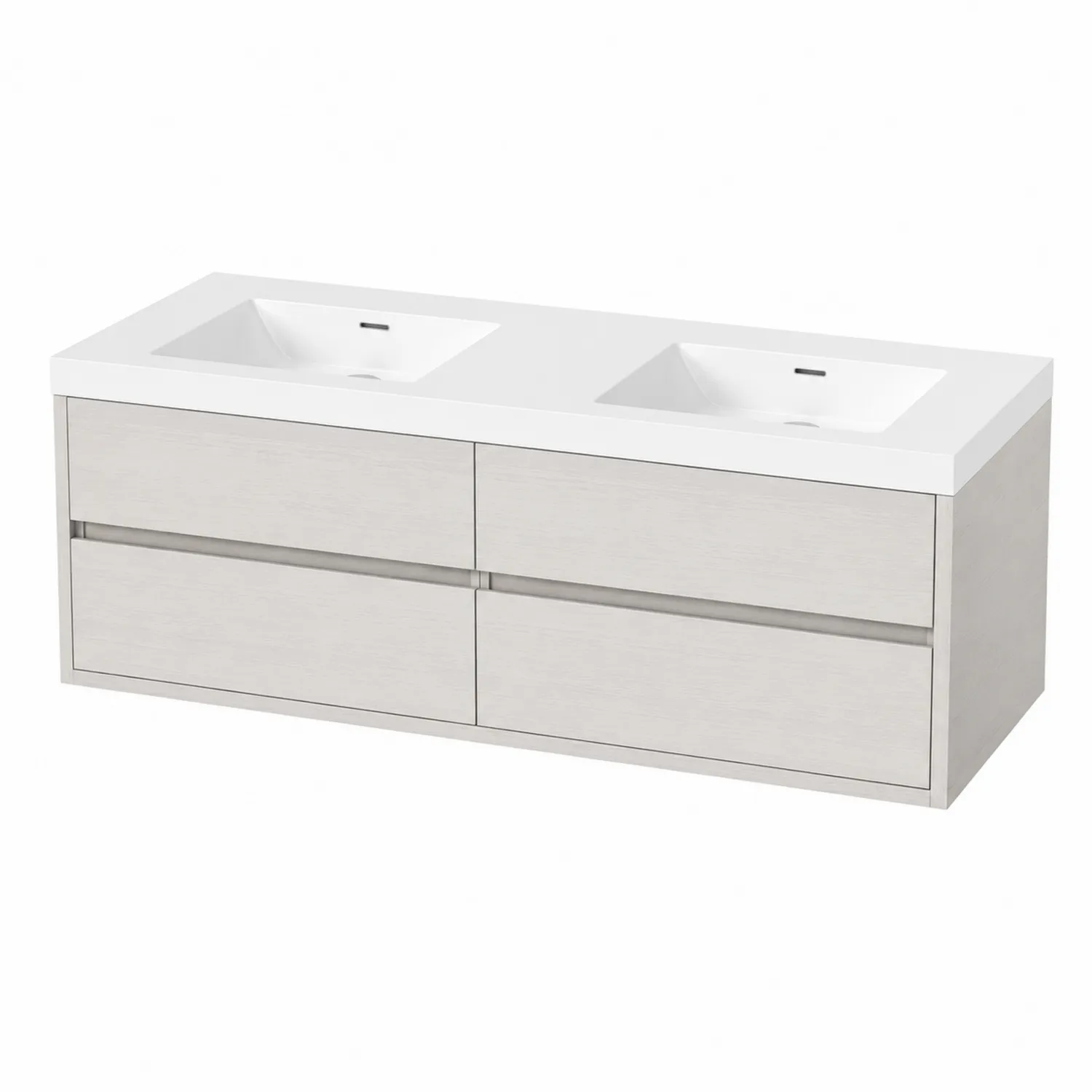 Szafka łazienkowa z podwójną umywalką MDF Biała 160 cm