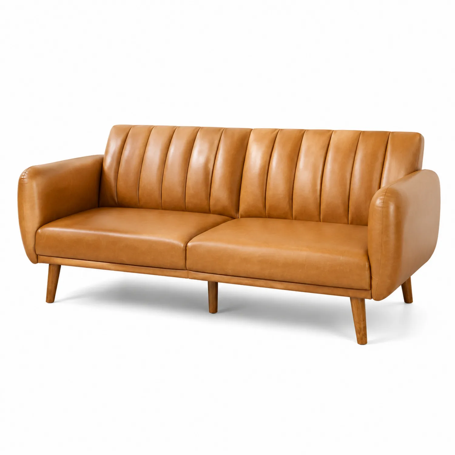 Sofa z Skóry PU 200x85x90 cm Brązowa