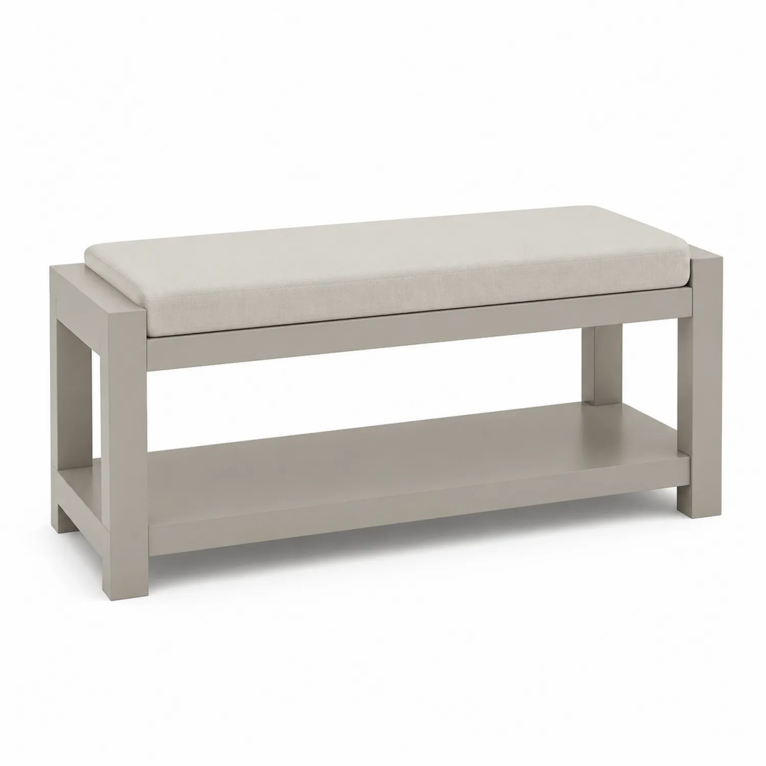 Ławka aluminiowa z tapicerowanym siedziskiem i półką 100x40x45 cm Beżowa