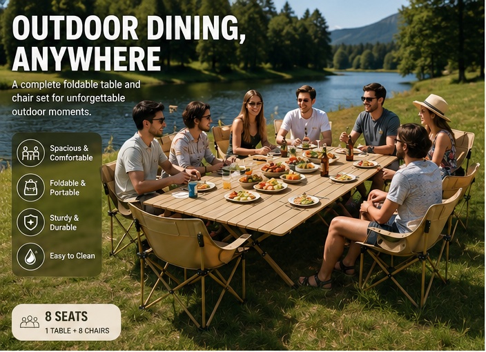 Campora™ 8-Seater Foldable Outdoor Table & Chair Set