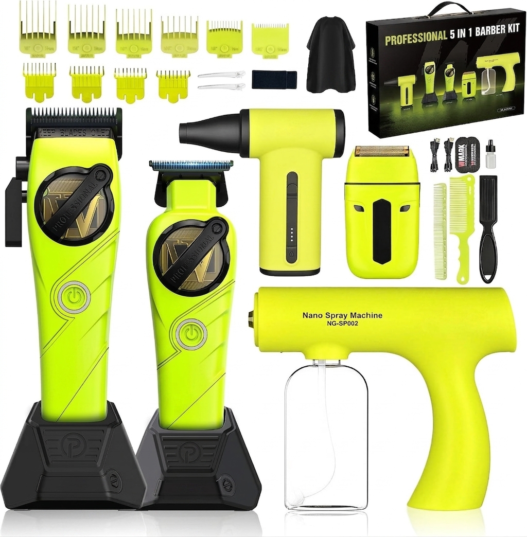 5-in-1 Professional Barber Kit Cordless Hair Clipper and Trimmer Set