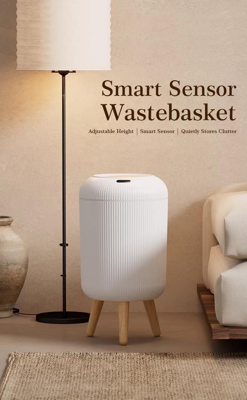Pukomc Smart Induction Waterproof Trash Can for Bathroom, Bedroom, Office Nordic Style, Household Items Saving Space Motion Sensor Multifunctional Home Goods Environmentally Friendly Automatic summerwins