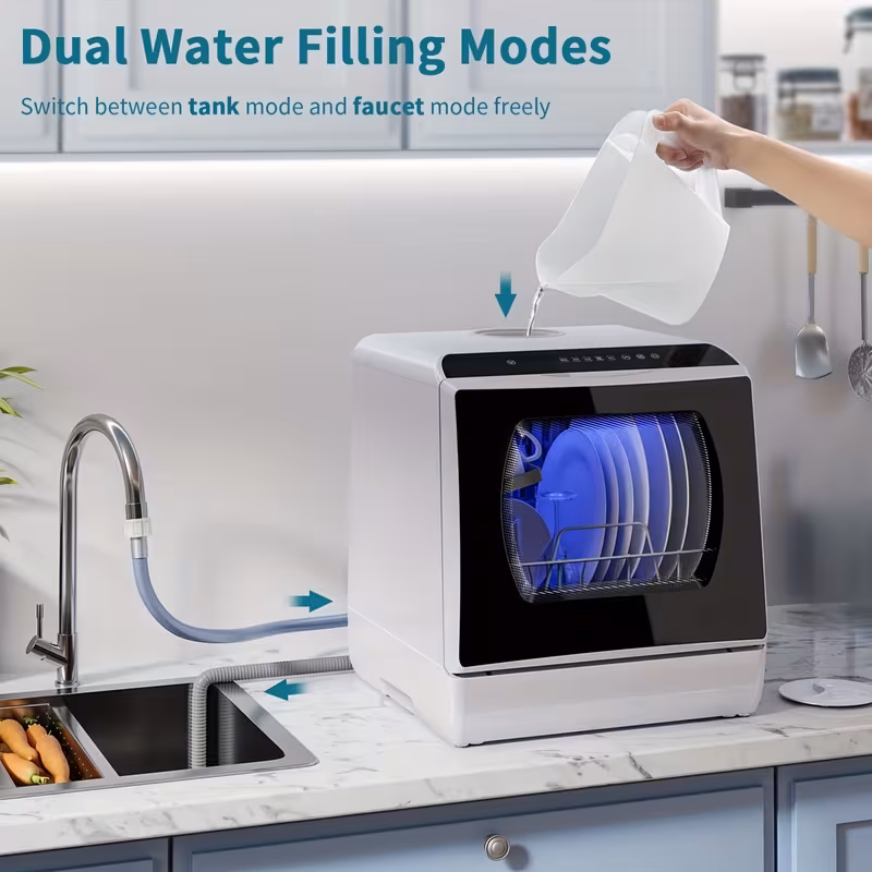 Compact Portable Dishwasher with 5L Built-In Tank