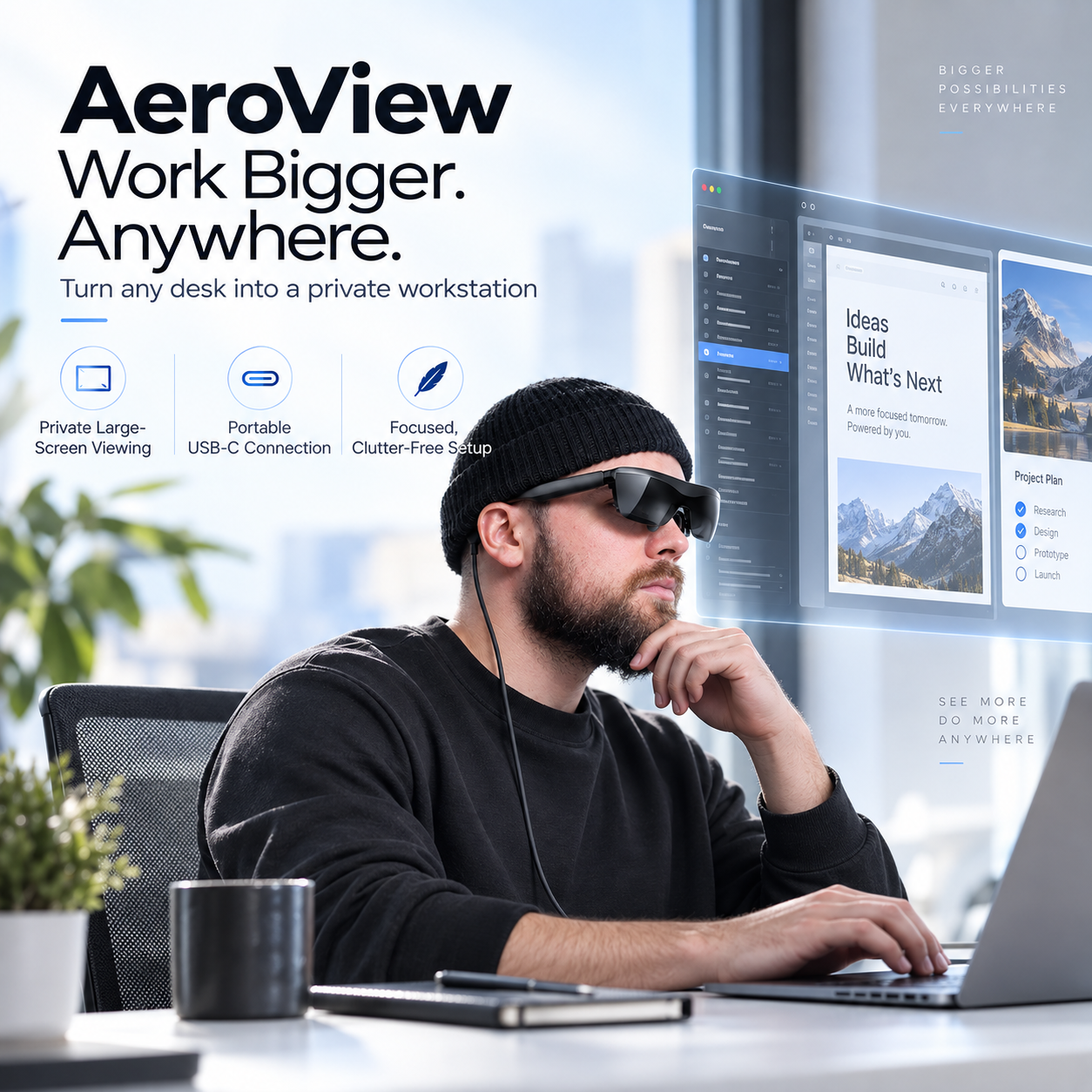 VisionPro X1™ XR Display Glasses | 267" Cinematic Screen With Spatial Sound