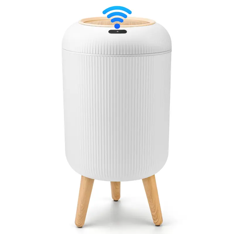 Qcncln Smart Induction Waterproof Trash Can for Bathroom, Bedroom, Office Nordic Style, Household Items Saving Space Motion Sensor Multifunctional Home Goods Environmentally Friendly Automatic summerwins