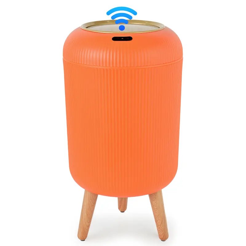 Qcncln Smart Induction Waterproof Trash Can for Bathroom, Bedroom, Office Nordic Style, Household Items Saving Space Motion Sensor Multifunctional Home Goods Environmentally Friendly Automatic summerwins