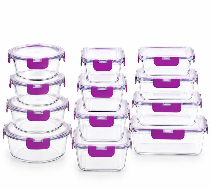 Hermetic Food Containers With Glass Covers TransparenRecipientes For Food - 12-Tree Package - Dishwasher and Microwave Fits, No BPA