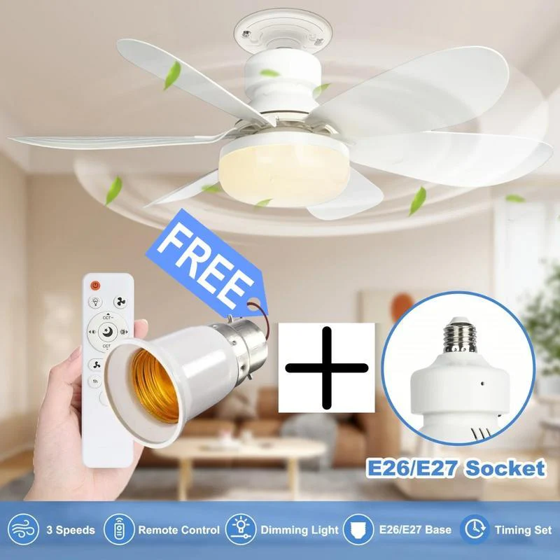 🏆LAST DAY SALE 30% OFF🔥Smart LED Ceiling Fan Light – 20.5” Ultra-Quiet with Remote 🎯 | E27 + FREE B22 Adapter 🔌 | For Bedroom 😴, Kitchen 👩‍🍳 & Garage 🛠️ – UK Ready! 🇬🇧