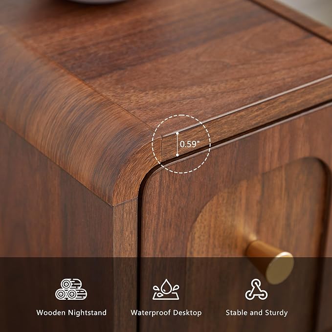 Narrow Nightstand with 2 Drawers
