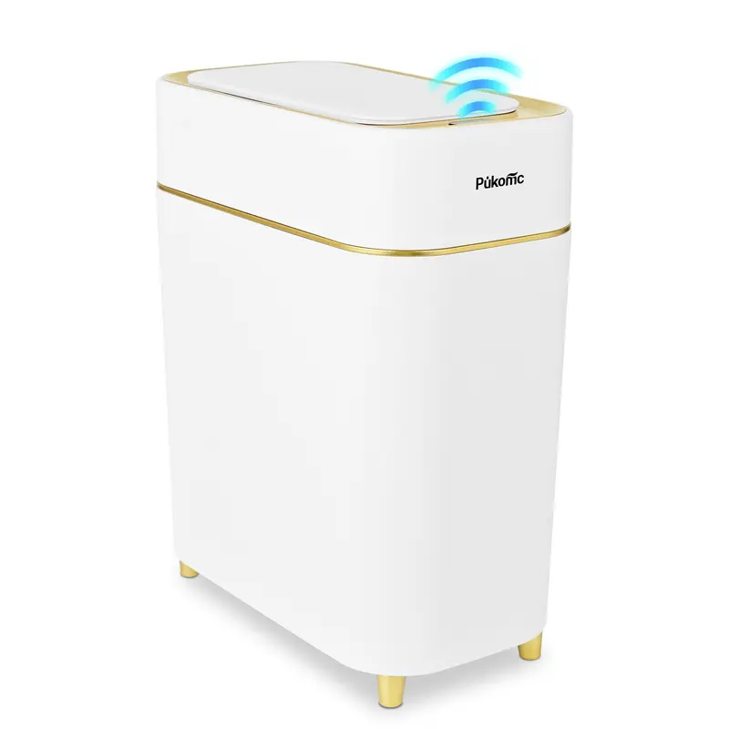 Qcncln Smart Induction Waterproof Trash Can for Bathroom, Bedroom, Office Nordic Style, Household Items Saving Space Motion Sensor Multifunctional Home Goods Environmentally Friendly Automatic summerwins