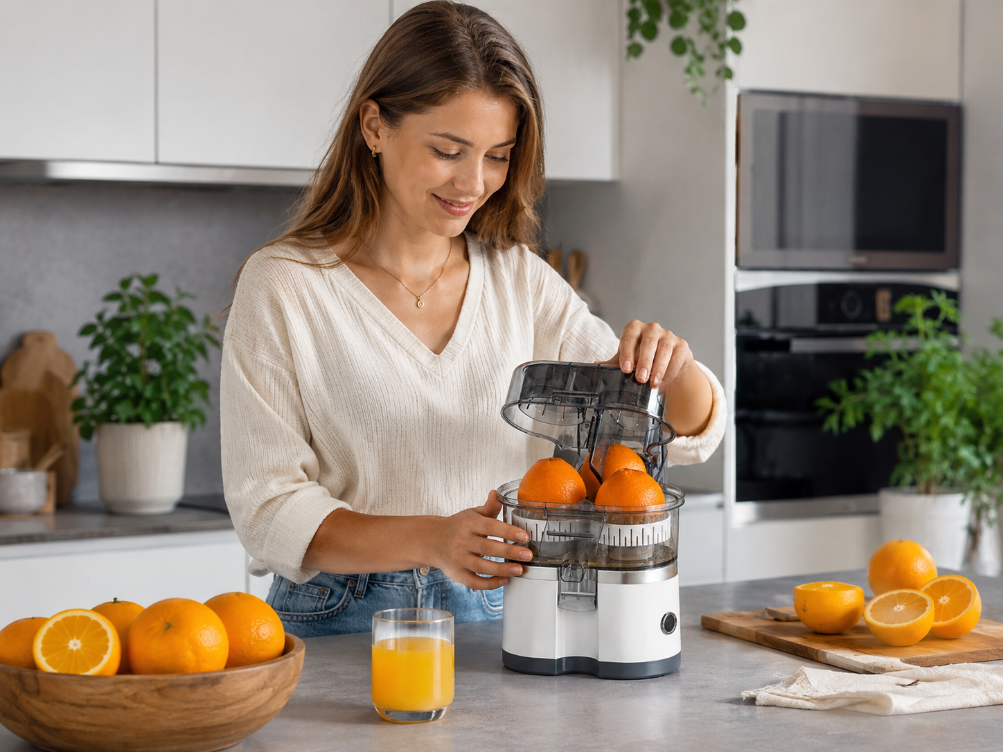 2025 New Multifunctional Juicer (UK & Australia Plug Version), Household Lemon Juicer, Electric Orange Juice Extractor, Pulp and Juice Separation.