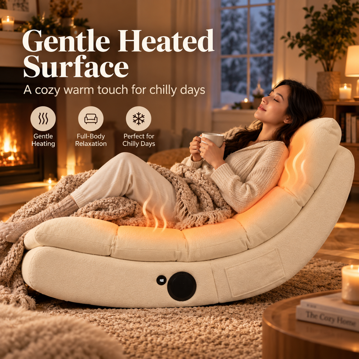 CozyArc U-Shaped Lounge Chair with Bluetooth Speaker & Gentle Heating