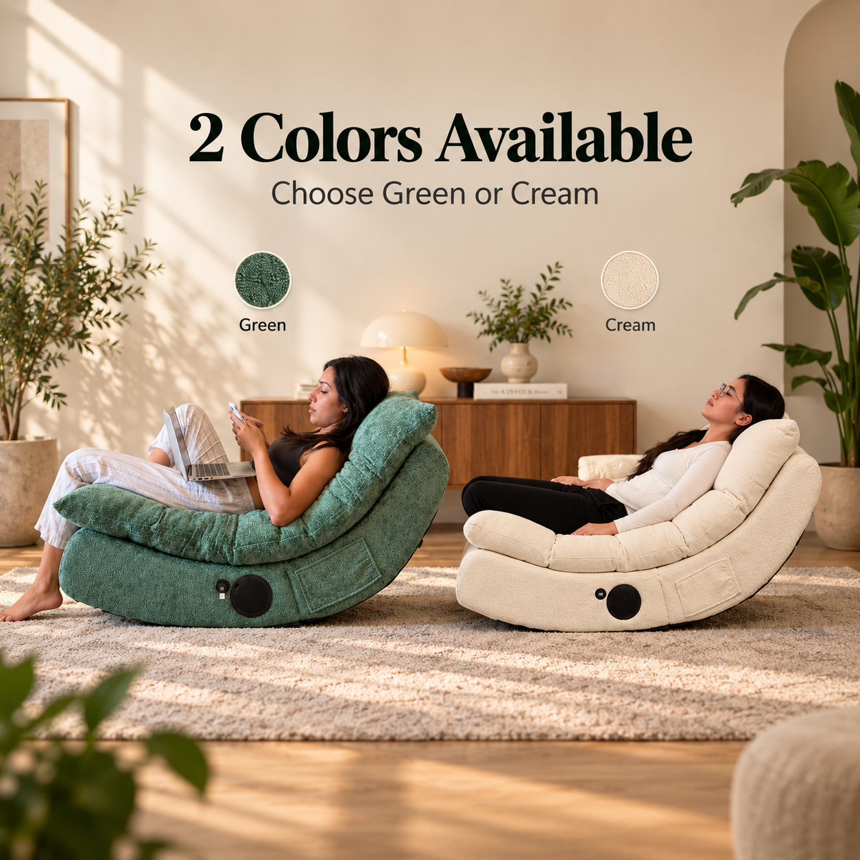 CozyArc U-Shaped Lounge Chair with Bluetooth Speaker & Gentle Heating