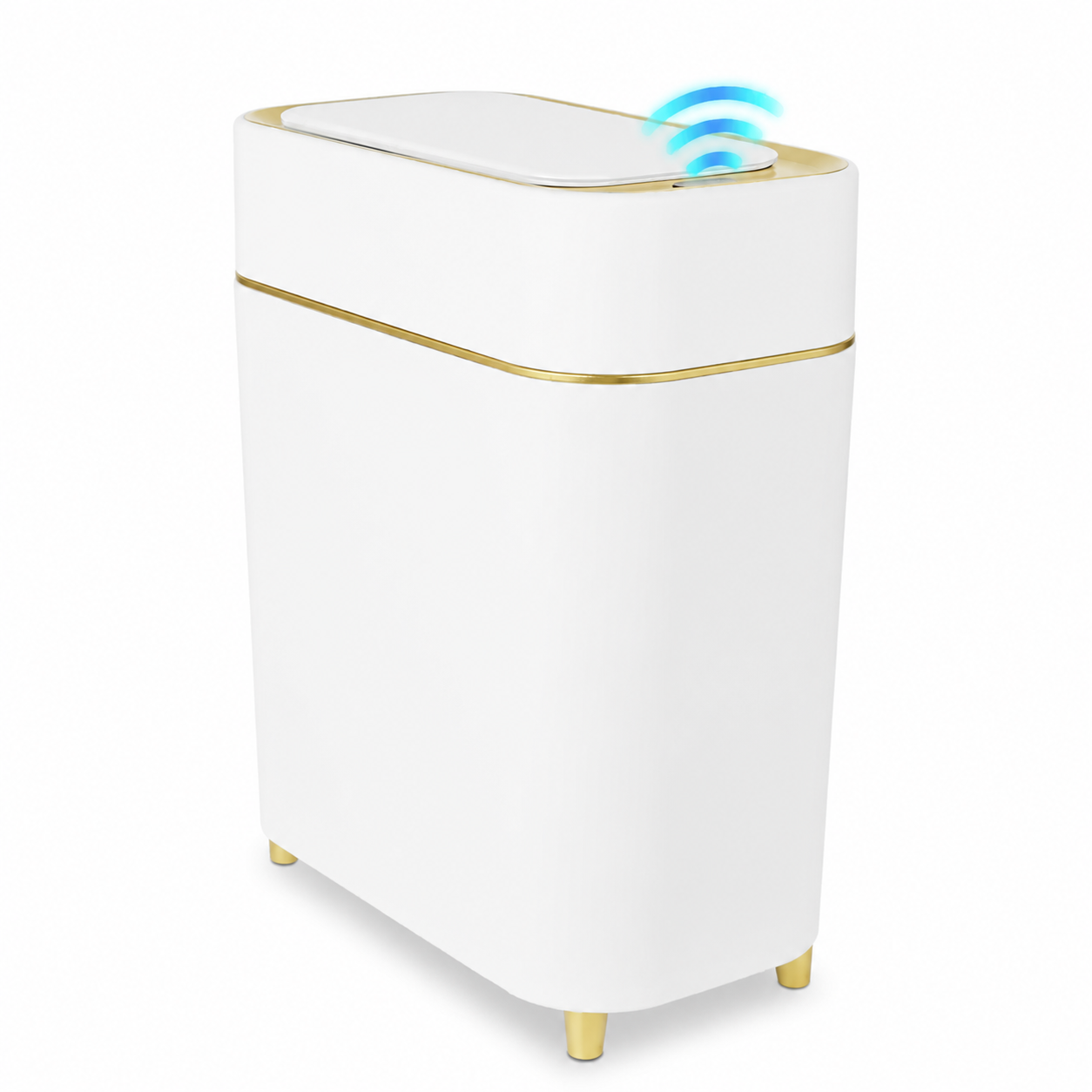 Qcncln Smart Induction Waterproof Trash Can for Bathroom, Bedroom, Office Nordic Style, Household Items Saving Space Motion Sensor Multifunctional Home Goods Environmentally Friendly Automatic summerwins