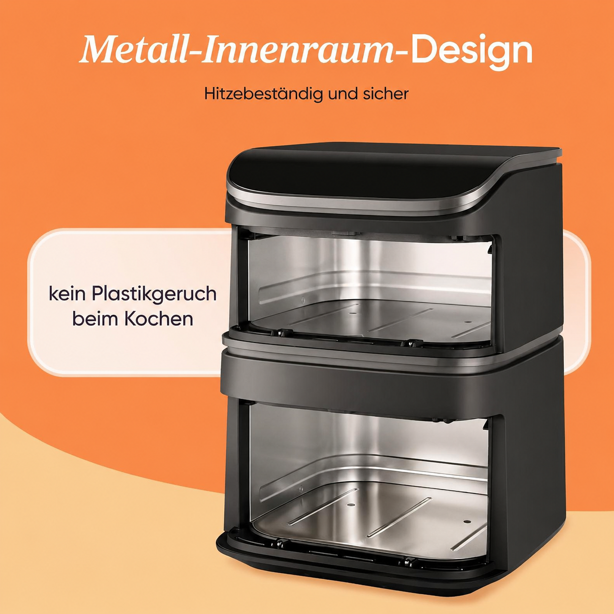 Heißluftfritteuse 2 Kammern, Dual Blaze TwinFry 10L Airfryer, mit 4 Heizrohren und flexiblen Kammern, gleichmäßige Hitzeverteilung, Temperatur bis 240 Grad C, Schwarz, TF102S