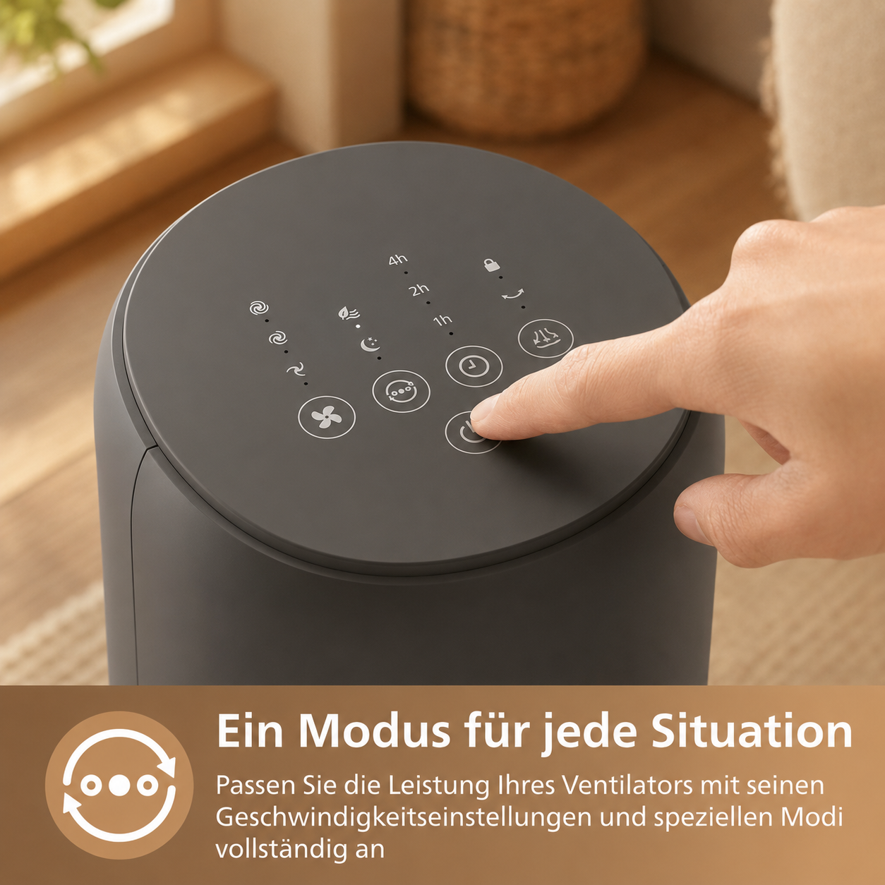 5000 Series Oscillating Tower Fan, 105 cm, Remote Control, Timer, 3 Speeds, 3 Modes, 40W, Powerful Quiet Airflow, Usable as Aroma Diffuser, Grey (CX5535/11)