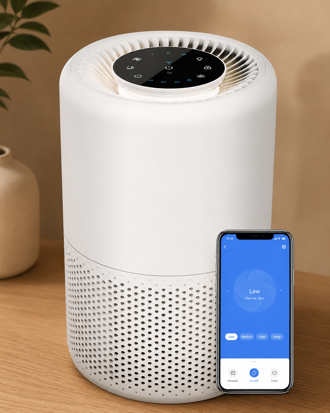 Smart Air Purifier with Pet Mode, HEPA Filter, Dual Sensors & 87㎡ Coverage