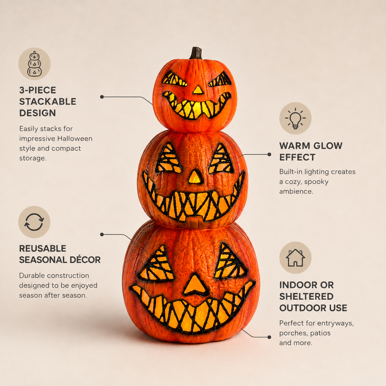 Stacked Jack-O’-Lantern Tower