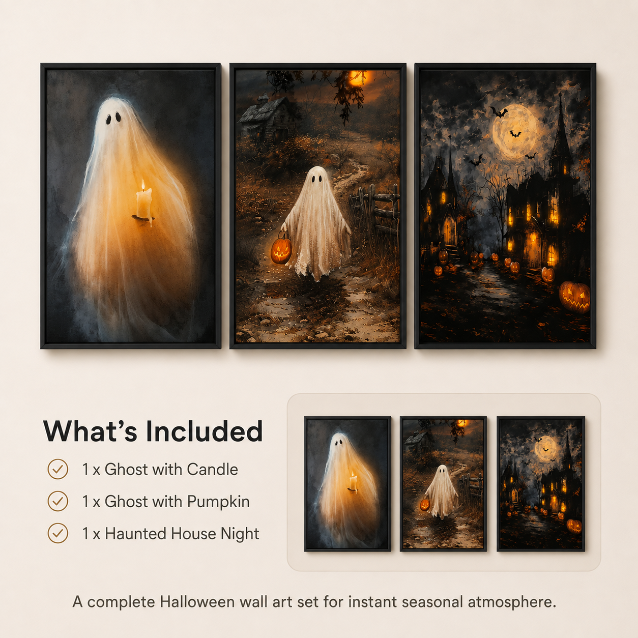 3-Piece HalloweenLED Canvas Set
