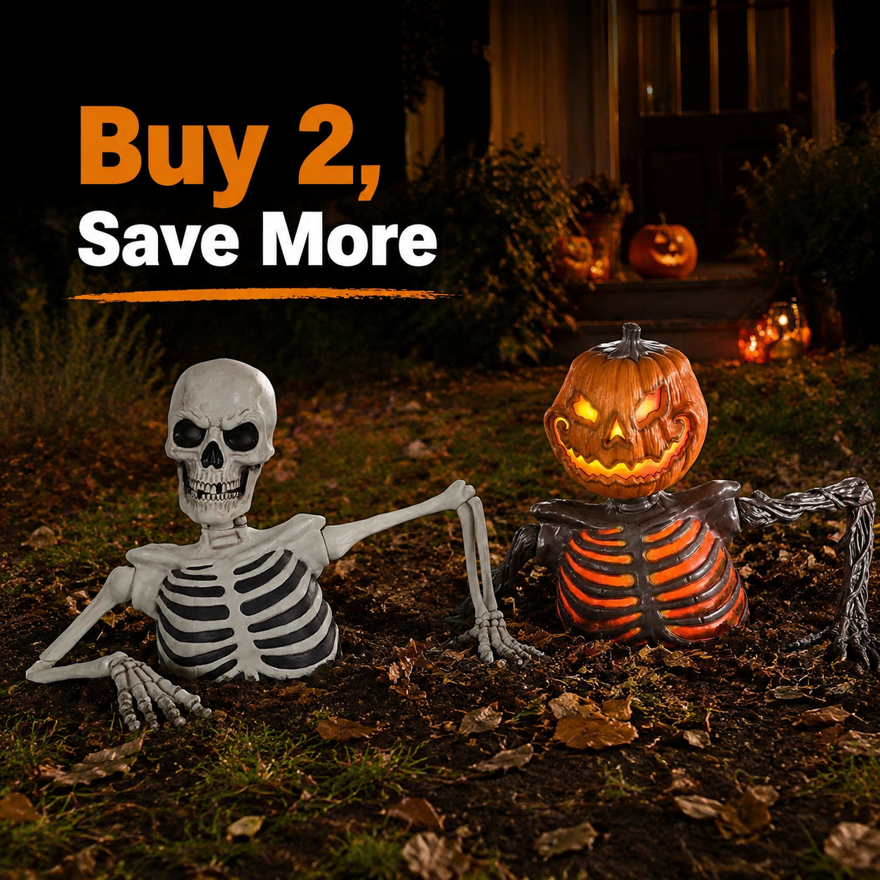 2026 Giant Ground Breaking Skeleton with LCD Eyes and Sound/Ground-Breaking Pumpkin Skeleton