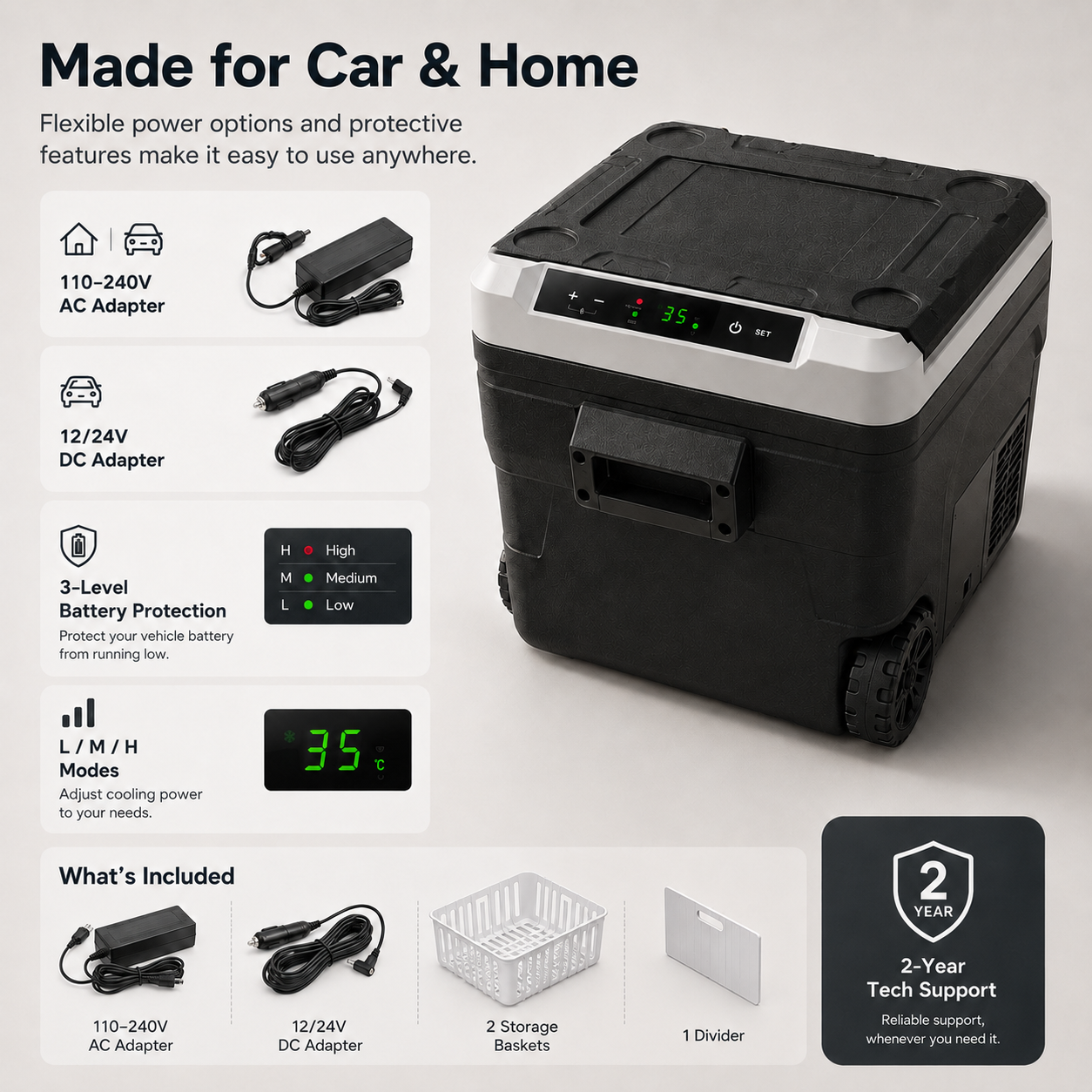 52QT 12 Volt Refrigerator, -4℉~68℉ Portable Freezer, for Car