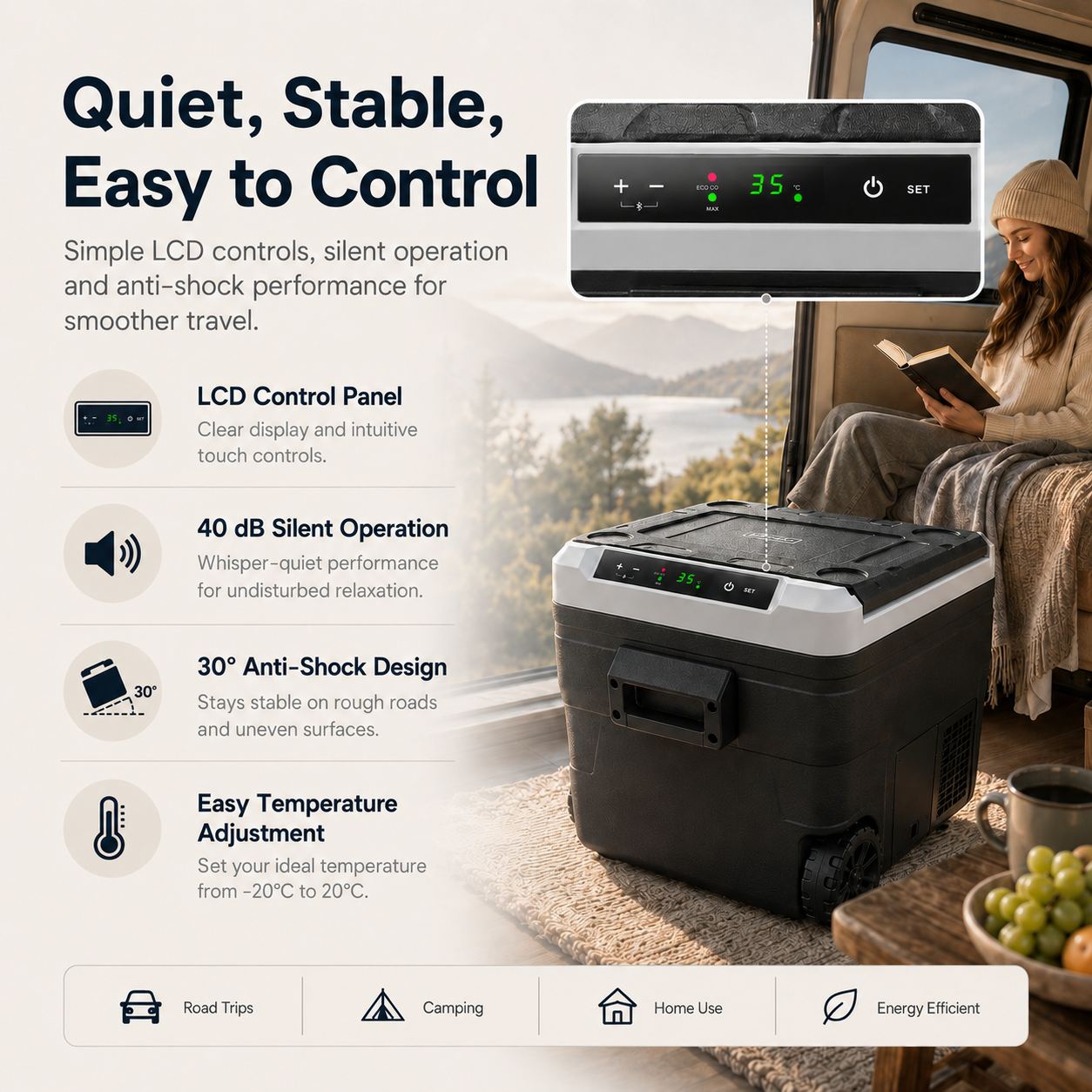 52QT 12 Volt Refrigerator, -4℉~68℉ Portable Freezer, for Car