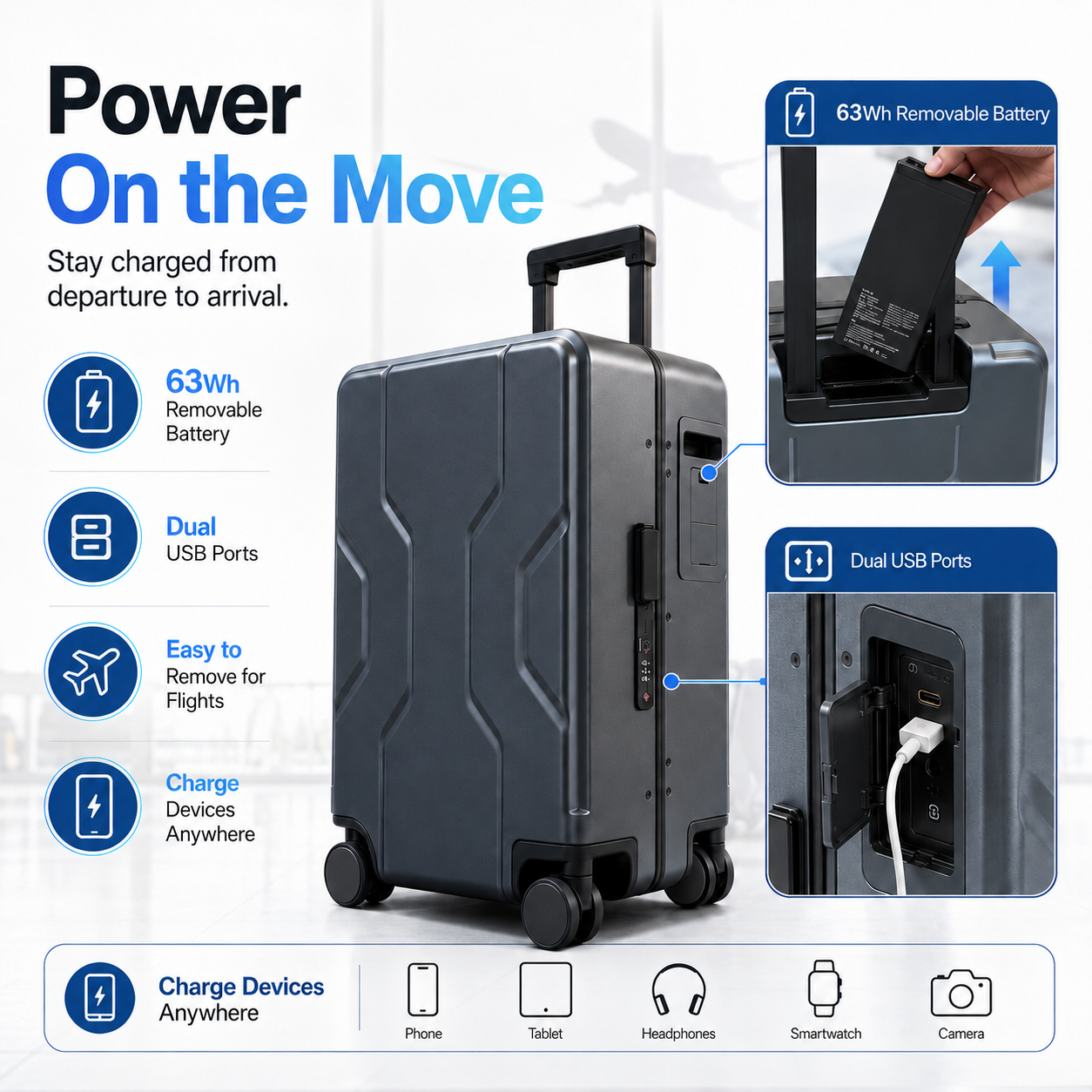 Auto-Follow Smart Suitcase – 33L with Remote & App | Space Suitcases