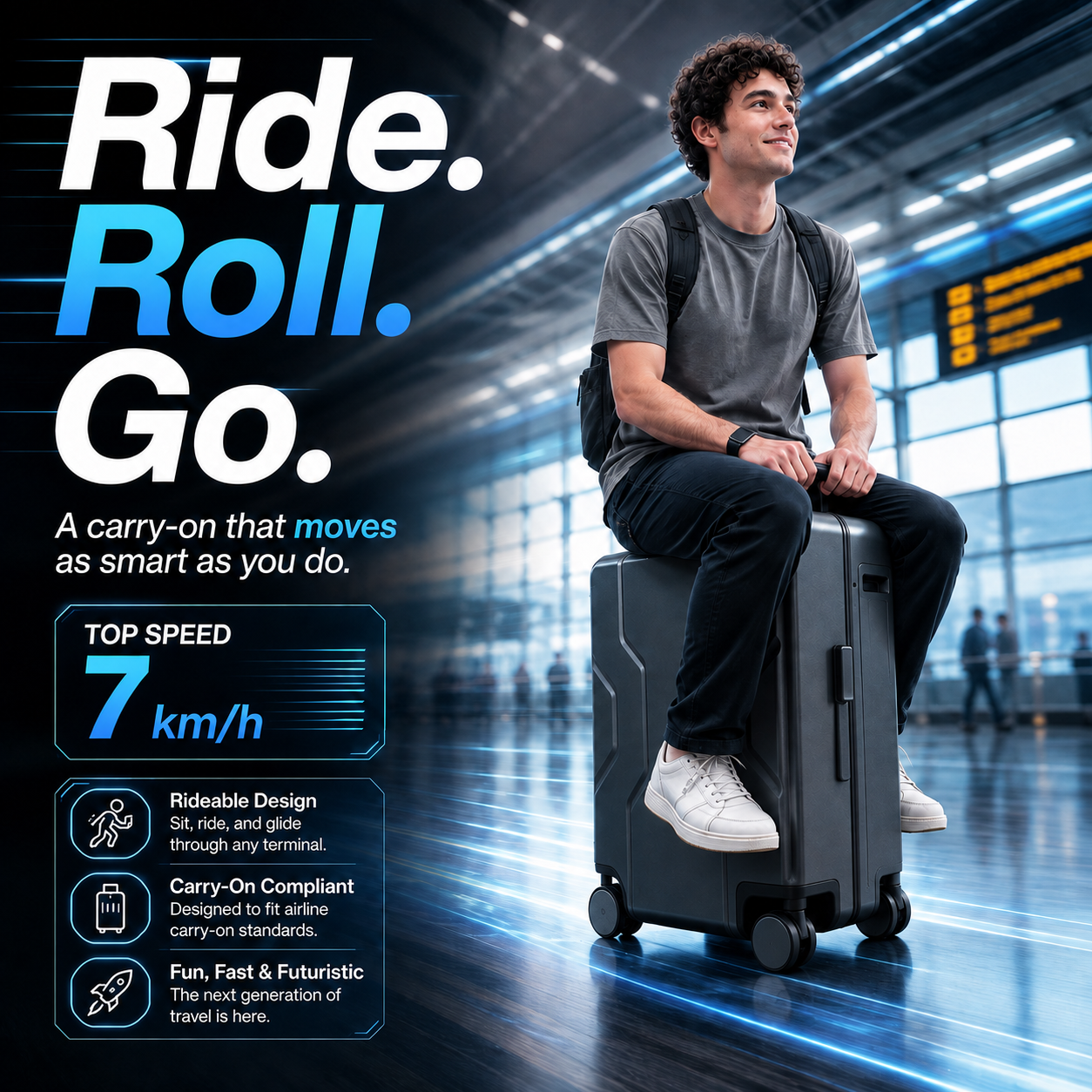 Auto-Follow Smart Suitcase – 33L with Remote & App | Space Suitcases
