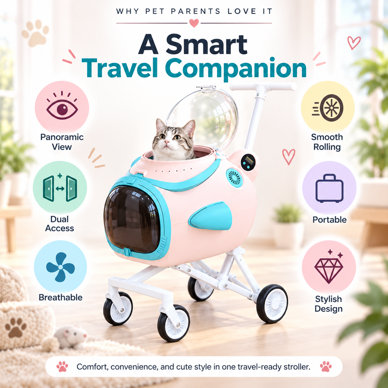 Detachable Capsule Pet Stroller
