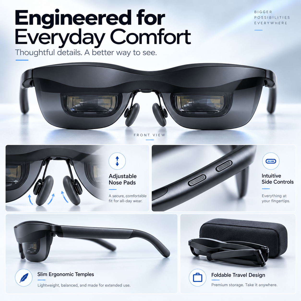VisionPro X1™ XR Display Glasses | 267" Cinematic Screen With Spatial Sound