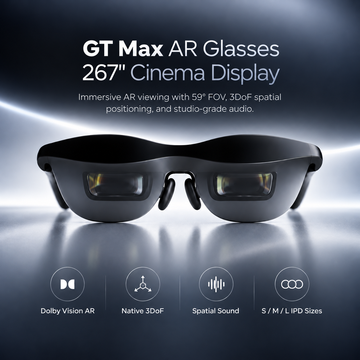 VisionPro X1™ XR Display Glasses | 267" Cinematic Screen With Spatial Sound
