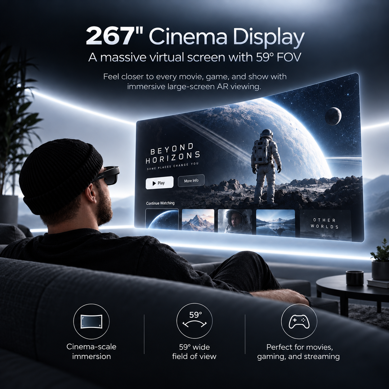 VisionPro X1™ XR Display Glasses | 267" Cinematic Screen With Spatial Sound
