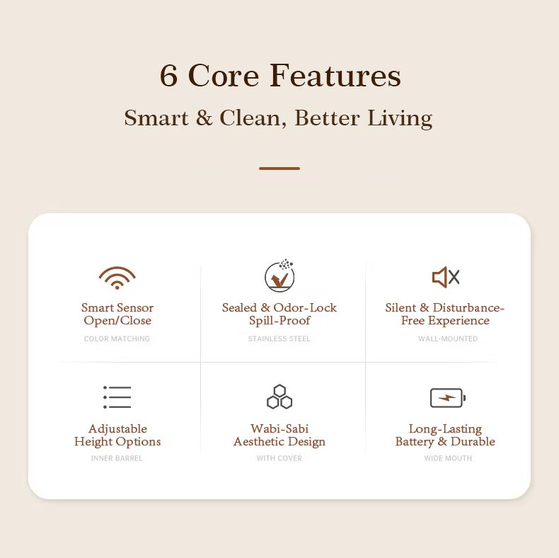 Pukomc Smart Induction Waterproof Trash Can for Bathroom, Bedroom, Office Nordic Style, Household Items Saving Space Motion Sensor Multifunctional Home Goods Environmentally Friendly Automatic summerwins