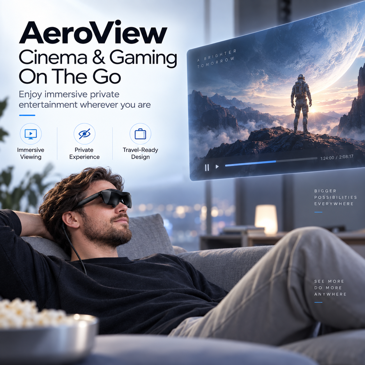 VisionPro X1™ XR Display Glasses | 267" Cinematic Screen With Spatial Sound