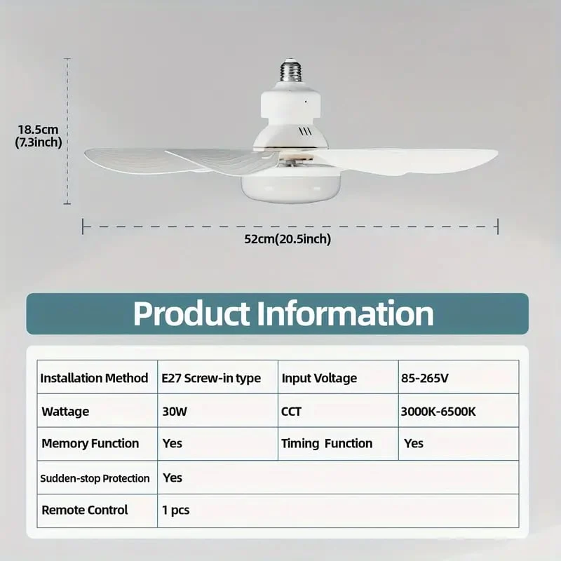🏆LAST DAY SALE 30% OFF🔥Smart LED Ceiling Fan Light – 20.5” Ultra-Quiet with Remote 🎯 | E27 + FREE B22 Adapter 🔌 | For Bedroom 😴, Kitchen 👩‍🍳 & Garage 🛠️ – UK Ready! 🇬🇧