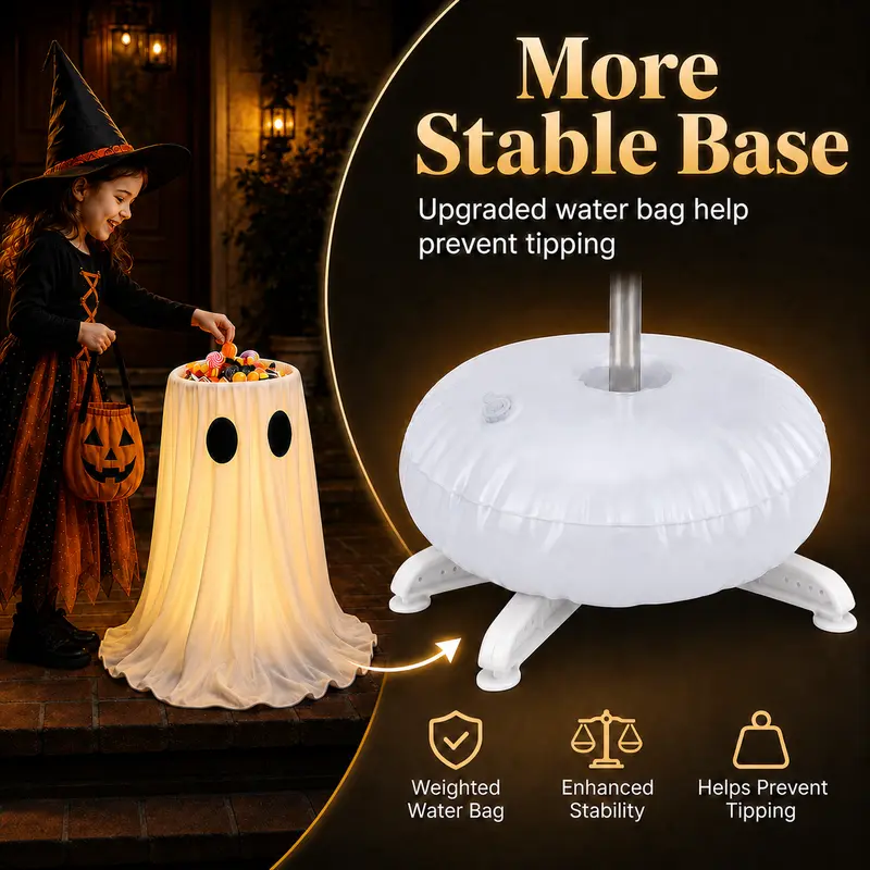 Halloween Glowing Ghost Candy Holder Bowl, Festive Decor with String Lights, Timer & Remote for Trick-or-Treating, Lawn Outdoor Indoor Use to Light Up Your Space