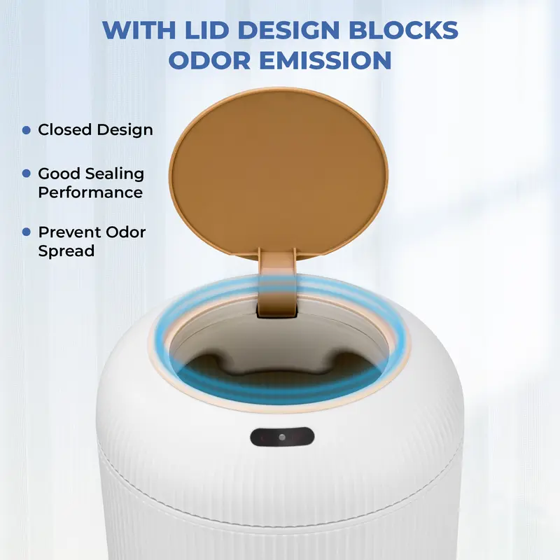 Qcncln Smart Induction Waterproof Trash Can for Bathroom, Bedroom, Office Nordic Style, Household Items Saving Space Motion Sensor Multifunctional Home Goods Environmentally Friendly Automatic summerwins