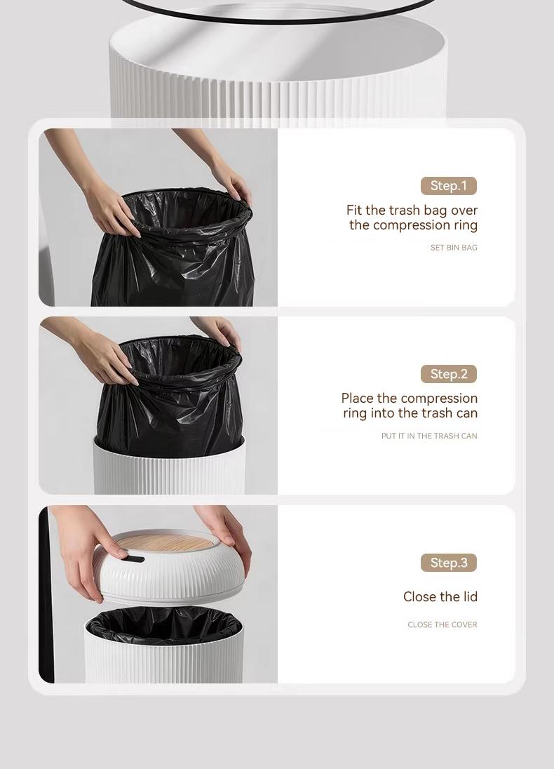 Pukomc Smart Induction Waterproof Trash Can for Bathroom, Bedroom, Office Nordic Style, Household Items Saving Space Motion Sensor Multifunctional Home Goods Environmentally Friendly Automatic summerwins