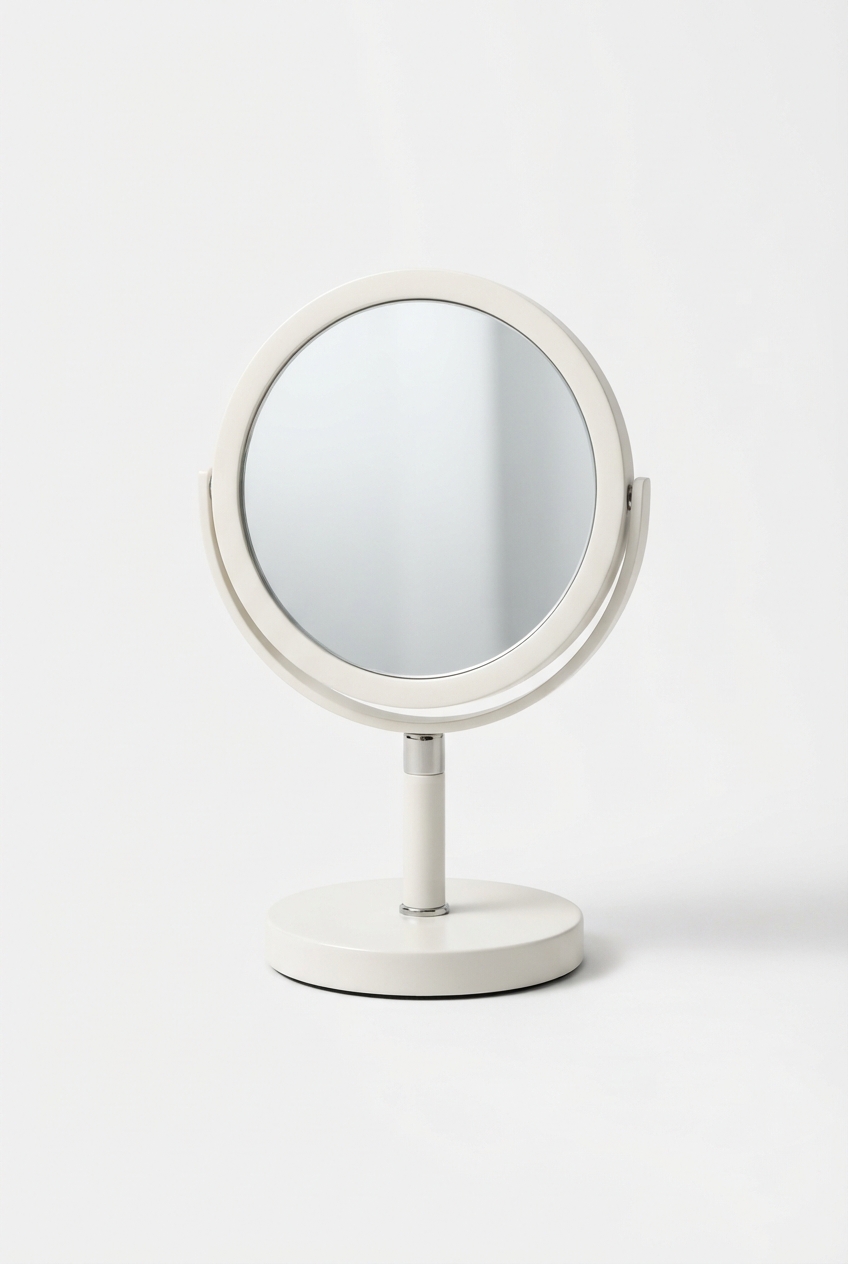Oval tabletop vanity mirror with stand