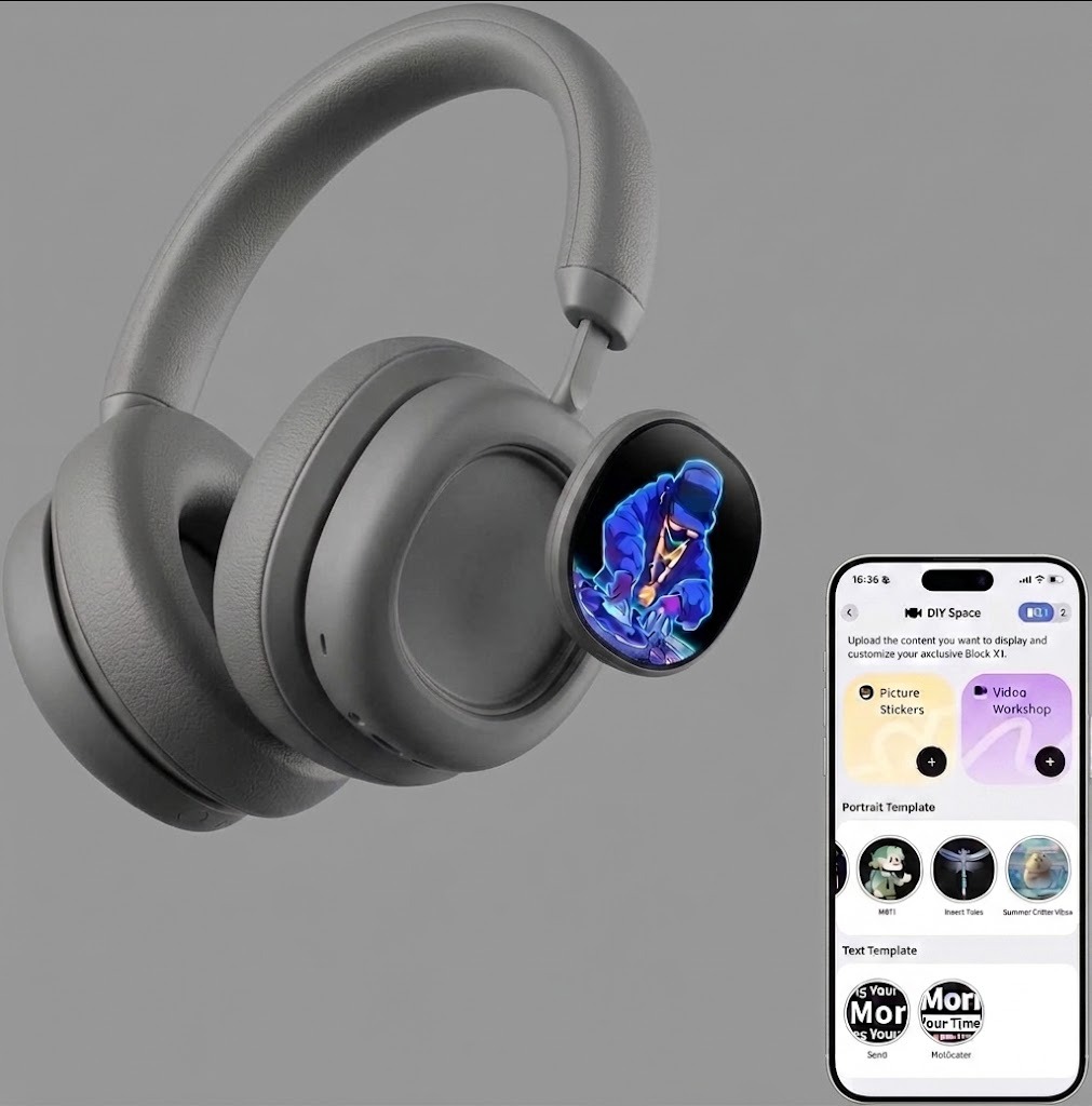 Wireless Over-Ear Headphones – Noise Cancelling, Dual OLED Touchscreens & 60H Playtime