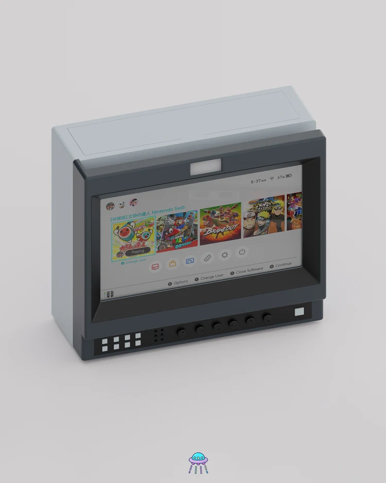 CRT-Style Handheld Console Display Stand