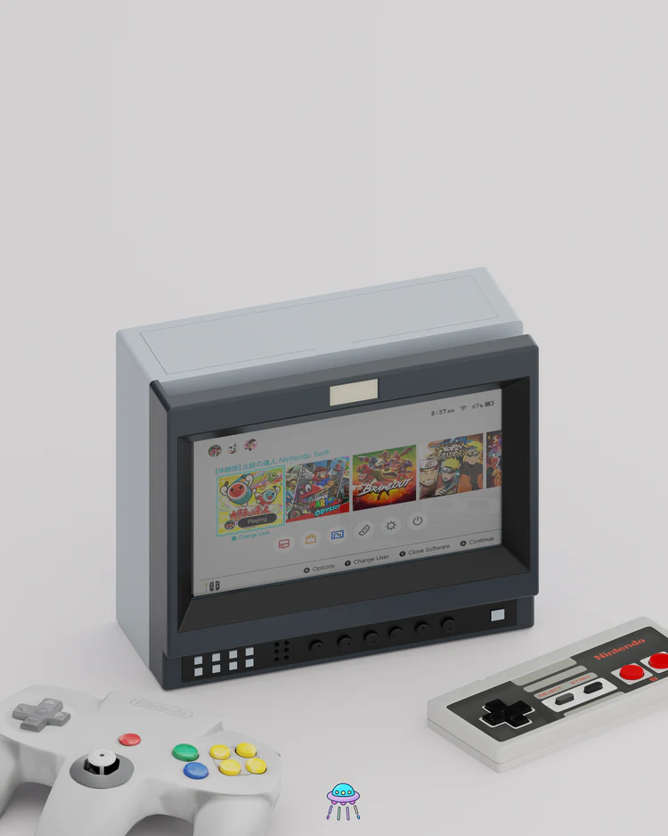 CRT-Style Handheld Console Display Stand