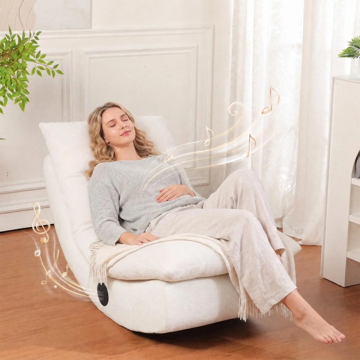 CozyArc U-Shaped Lounge Chair with Bluetooth Speaker & Gentle Heating