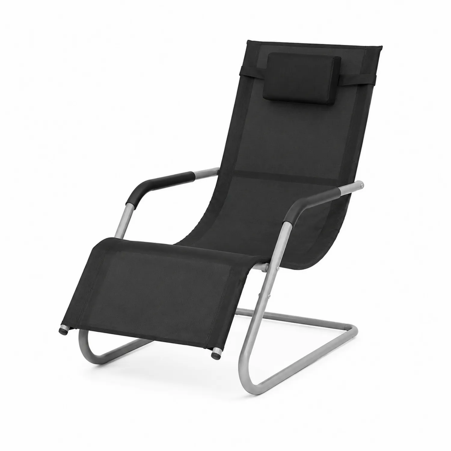 Aluminium Liegestuhl mit Textilene in Schwarz-Dorviorae