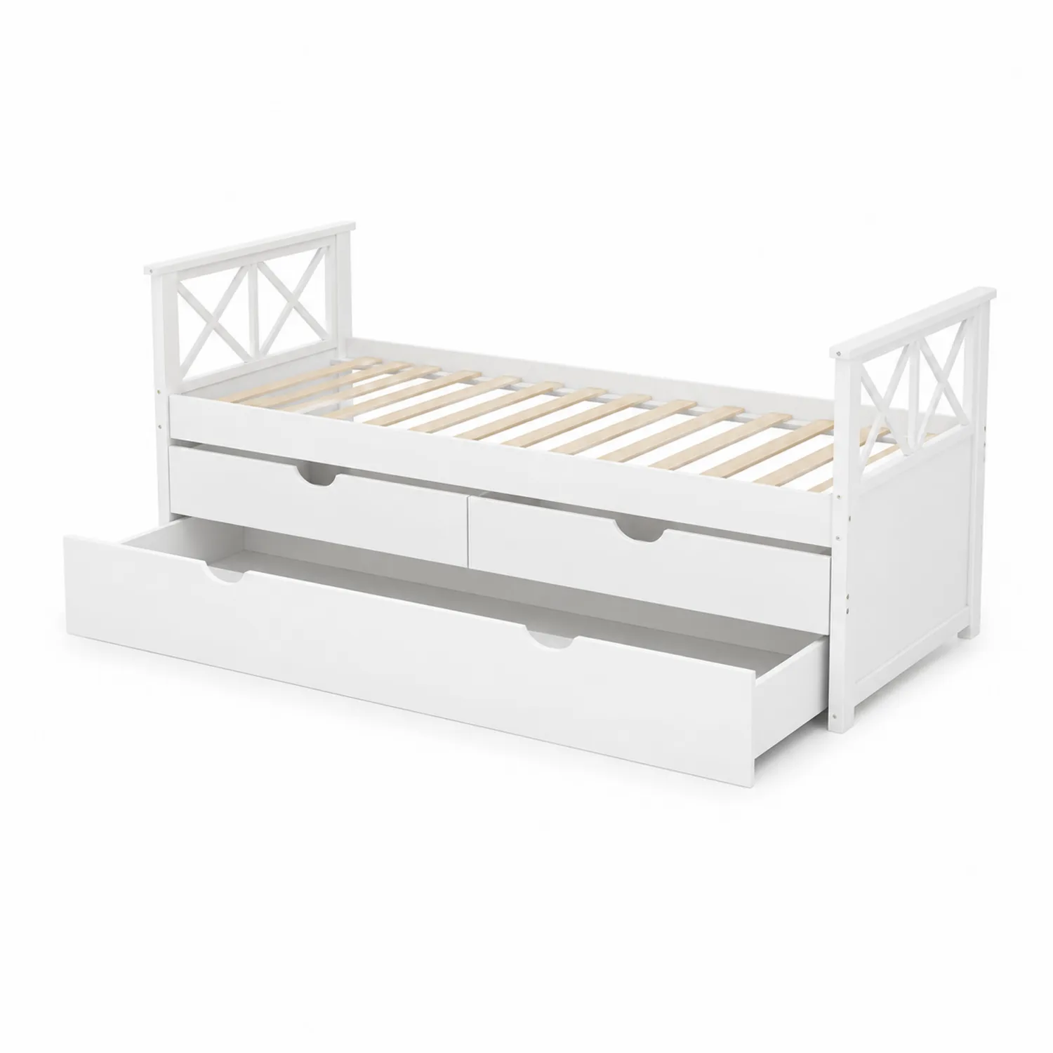 Tagesbett aus Holz Weiß 200x90 cm mit Schubladen-Dorviorae