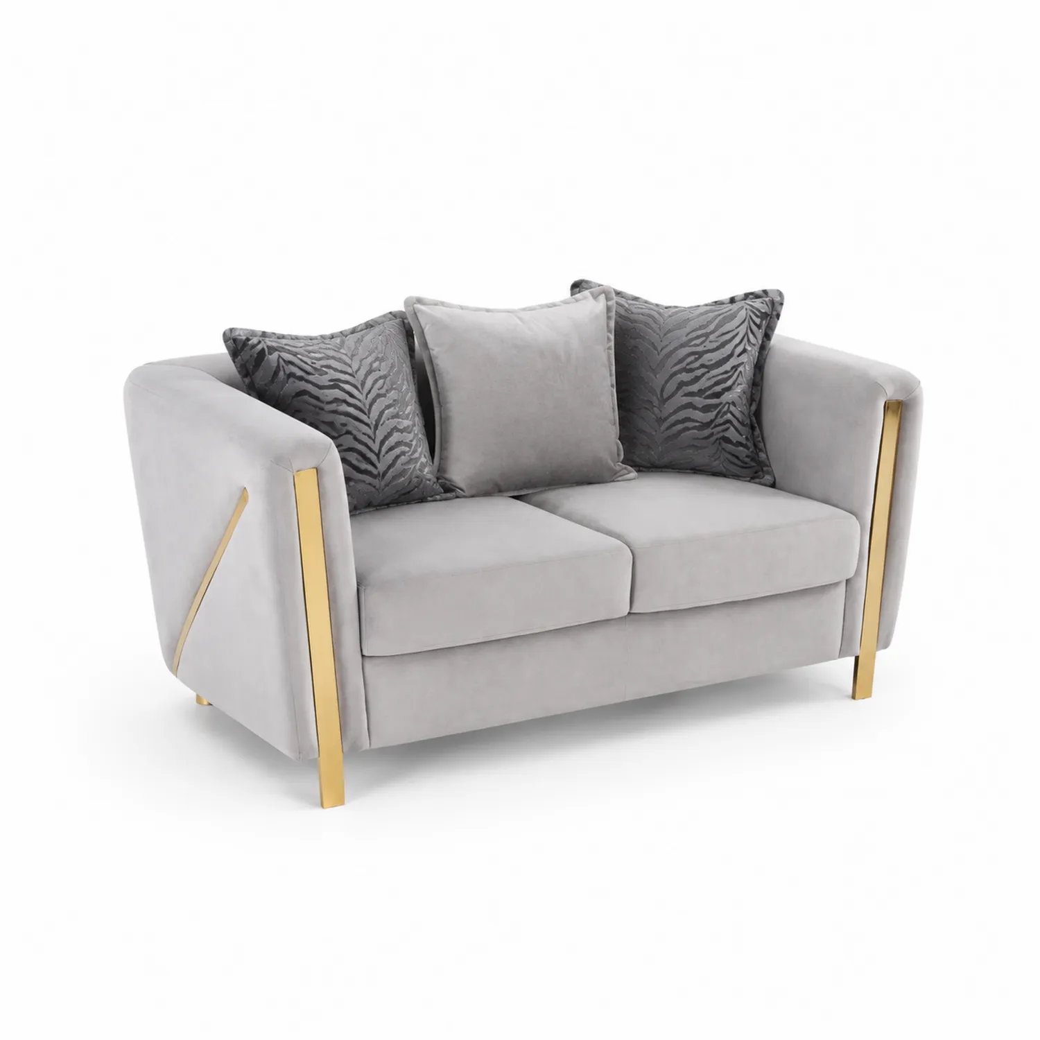 Zweisitzer Sofa Samt Grau Metall-Dorviorae