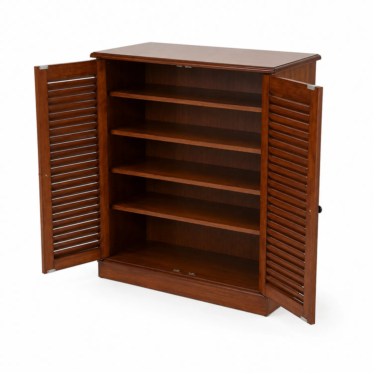 Holz Schuhschrank mit Lamellentüren Braun-Dorviorae
